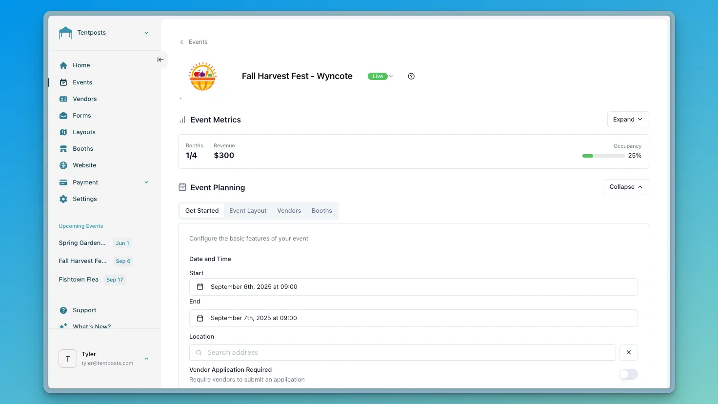 Event day overview dashboard